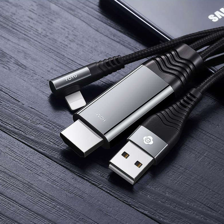 TOTUDESIGN Time Series 2.4A HD 4K 8 Pin to HDMI TV AV Cable Adapter Converter,  For iPhone XR / iPhone XS MAX / iPhone X & XS / iPhone 8 & 8 Plus / iPhone 7 & 7 Plus / iPhone 6 & 6s & 6 Plus & 6s Plus / iPad