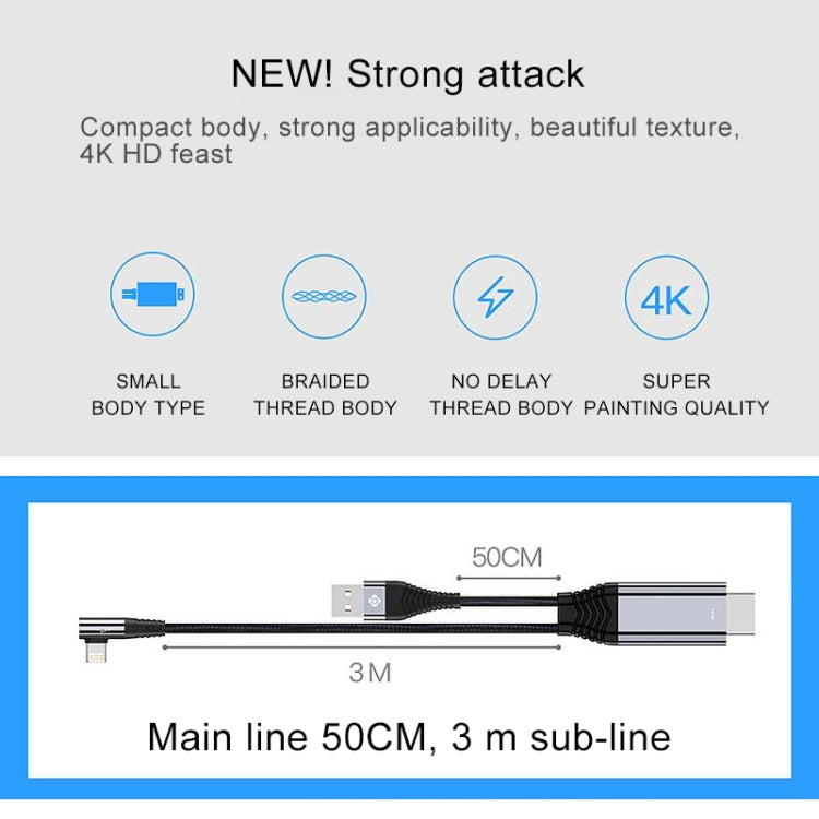 TOTUDESIGN Time Series 2.4A HD 4K 8 Pin to HDMI TV AV Cable Adapter Converter,  For iPhone XR / iPhone XS MAX / iPhone X & XS / iPhone 8 & 8 Plus / iPhone 7 & 7 Plus / iPhone 6 & 6s & 6 Plus & 6s Plus / iPad