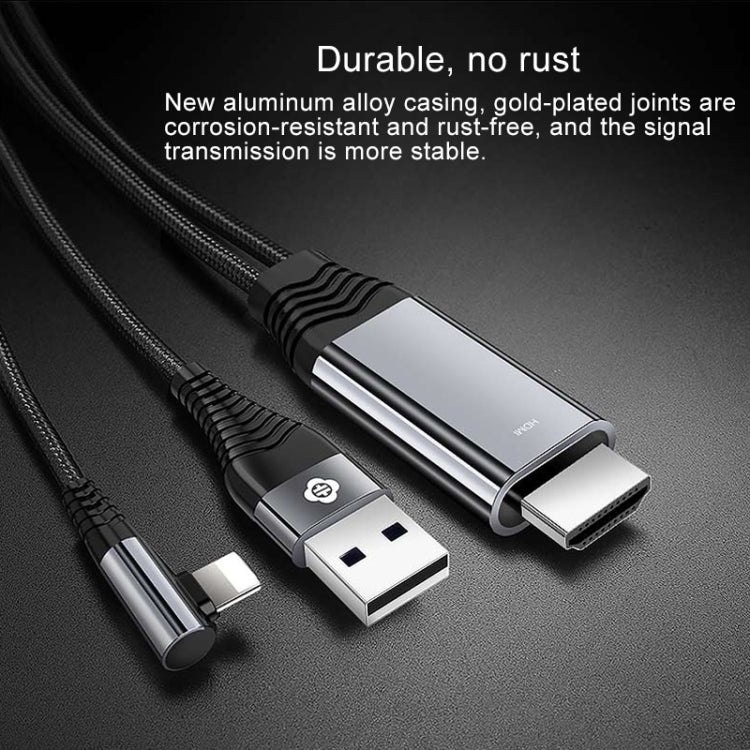 TOTUDESIGN Time Series 2.4A HD 4K 8 Pin to HDMI TV AV Cable Adapter Converter,  For iPhone XR / iPhone XS MAX / iPhone X & XS / iPhone 8 & 8 Plus / iPhone 7 & 7 Plus / iPhone 6 & 6s & 6 Plus & 6s Plus / iPad