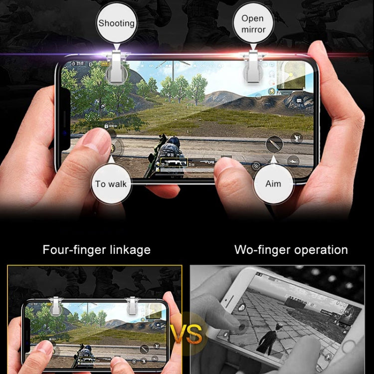 2 PCS TOTUDESIGN Mobile Phone PUBG Game Gaming Trigger Aim Keys L1R1 Controller Shooter, For iPhone, Galaxy, Huawei, Xiaomi, HTC, and other Smartphones