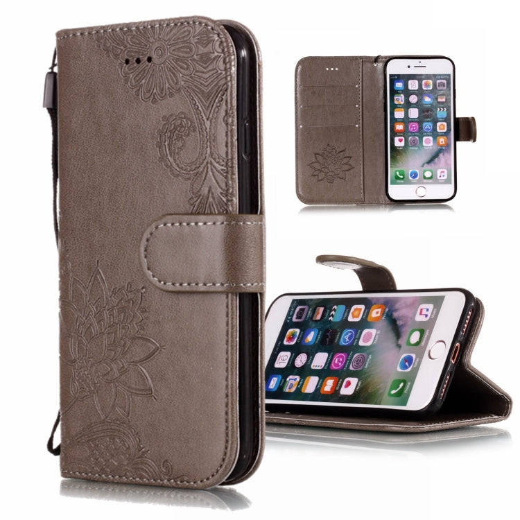 For iPhone X / XS Vintage Embossed Floral Lace Flower Pattern Horizontal Flip Leather Case with Card Slot & Holder & Wallet & Lanyard