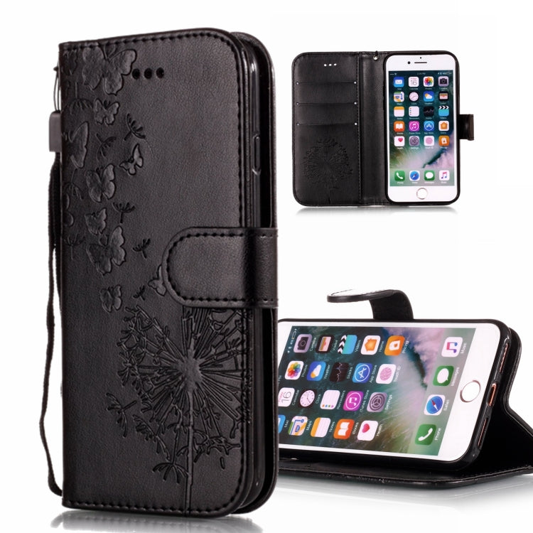 For iPhone X / XS Vintage Embossed Floral Dandelion Pattern Horizontal Flip Leather Case with Card Slot & Holder & Wallet & Lanyard