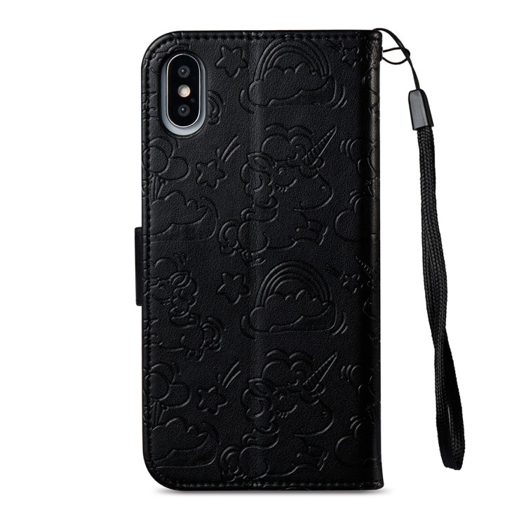 For iPhone X / XS Embossed Horse Cloud Print Horizontal Flip Leather Case with Holder & Card Slots & Wallet & Lanyard