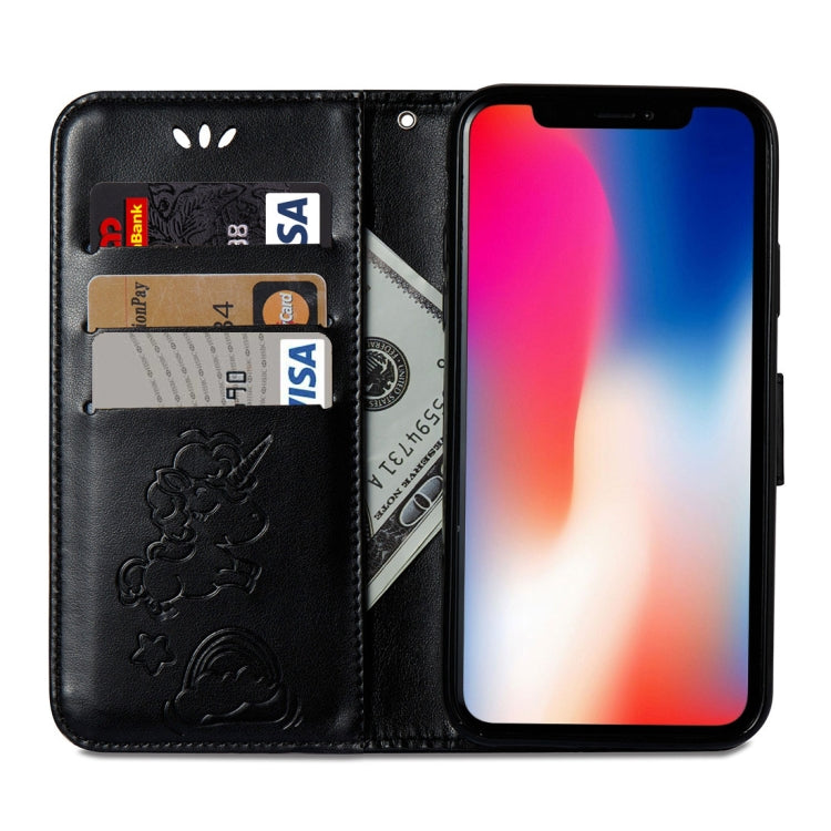 For iPhone X / XS Embossed Horse Cloud Print Horizontal Flip Leather Case with Holder & Card Slots & Wallet & Lanyard
