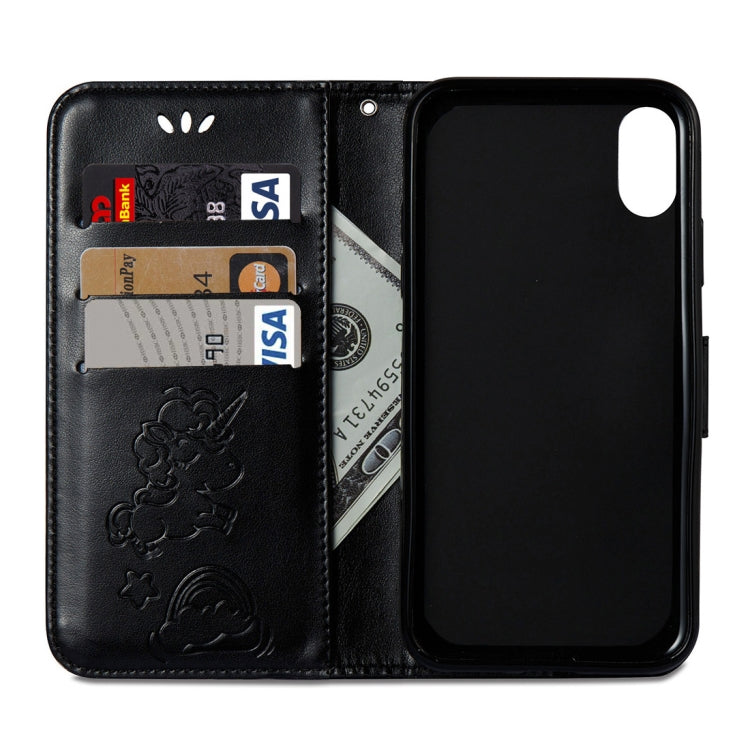 For iPhone X / XS Embossed Horse Cloud Print Horizontal Flip Leather Case with Holder & Card Slots & Wallet & Lanyard