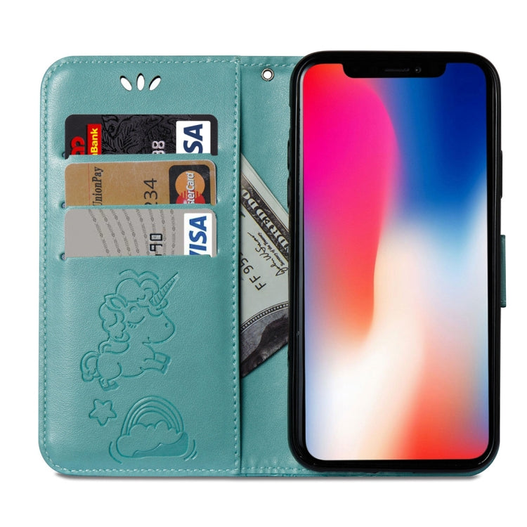 For iPhone X / XS Embossed Horse Cloud Print Horizontal Flip Leather Case with Holder & Card Slots & Wallet & Lanyard
