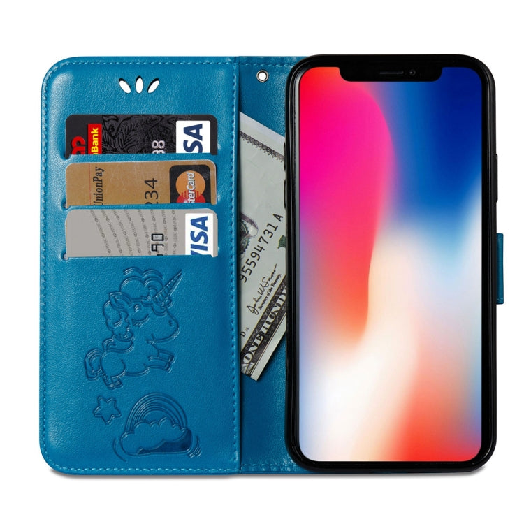 For iPhone X / XS Embossed Horse Cloud Print Horizontal Flip Leather Case with Holder & Card Slots & Wallet & Lanyard