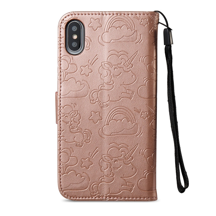 For iPhone X / XS Embossed Horse Cloud Print Horizontal Flip Leather Case with Holder & Card Slots & Wallet & Lanyard