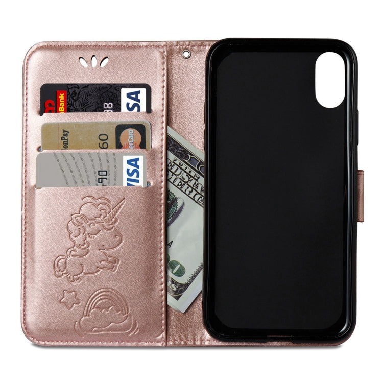 For iPhone X / XS Embossed Horse Cloud Print Horizontal Flip Leather Case with Holder & Card Slots & Wallet & Lanyard