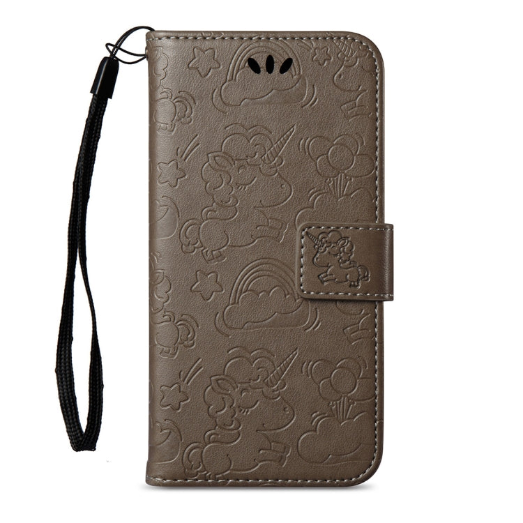 For iPhone X / XS Embossed Horse Cloud Print Horizontal Flip Leather Case with Holder & Card Slots & Wallet & Lanyard