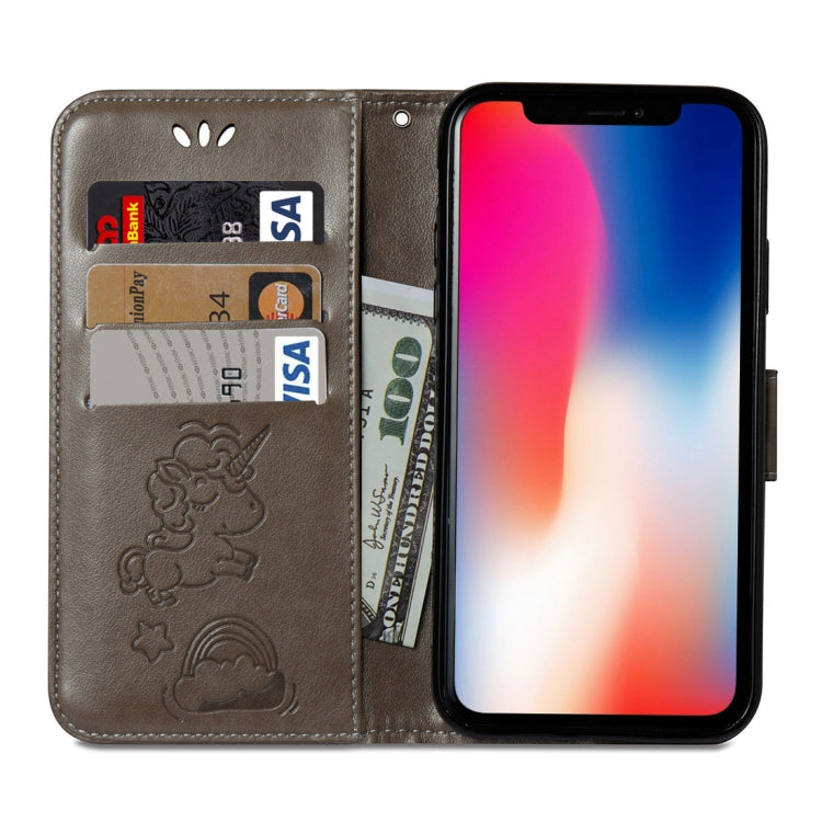 For iPhone X / XS Embossed Horse Cloud Print Horizontal Flip Leather Case with Holder & Card Slots & Wallet & Lanyard