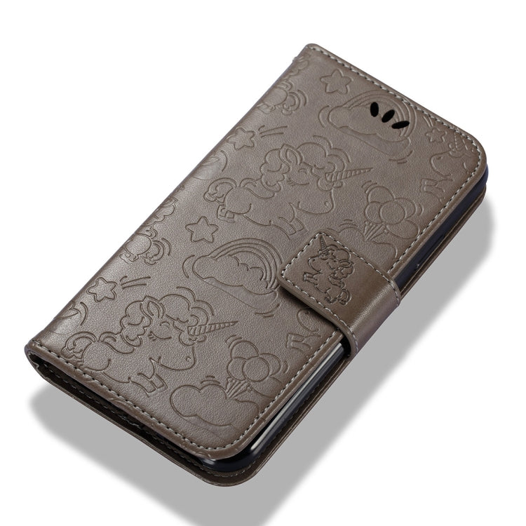 For iPhone X / XS Embossed Horse Cloud Print Horizontal Flip Leather Case with Holder & Card Slots & Wallet & Lanyard