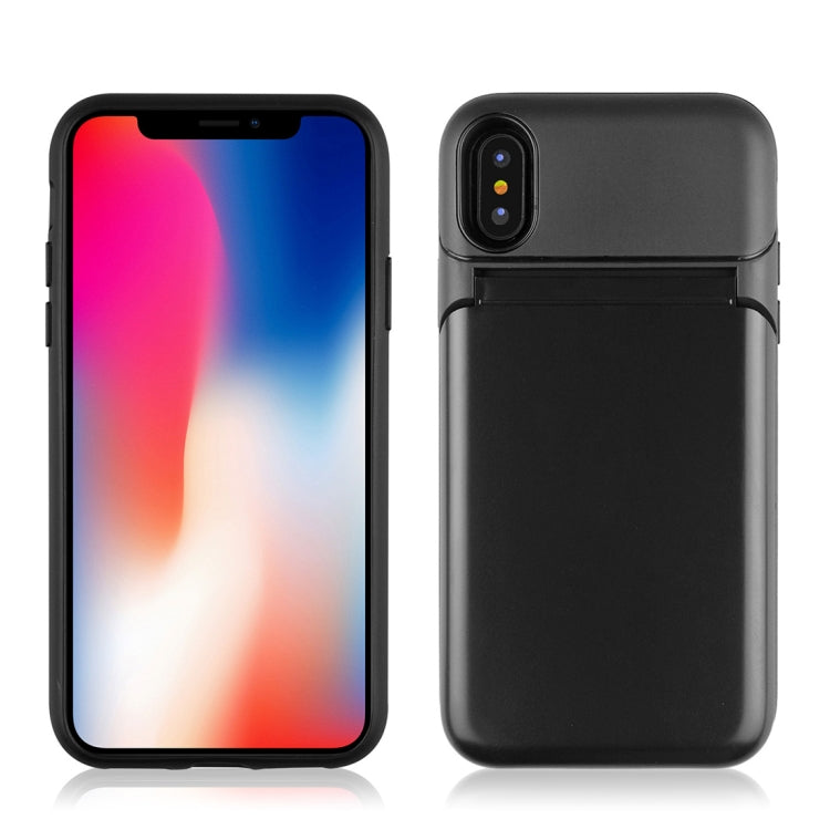 For iPhone X / XS Multi-functional TPU + PC Shockproof Back Case with Holder & Card Slot & Mirror