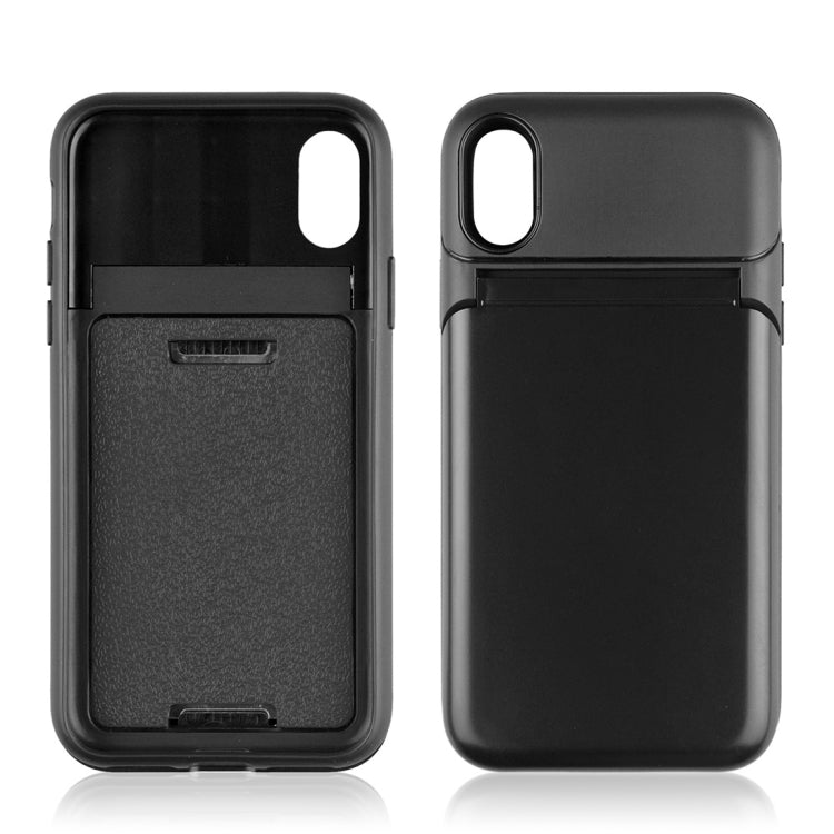 For iPhone X / XS Multi-functional TPU + PC Shockproof Back Case with Holder & Card Slot & Mirror