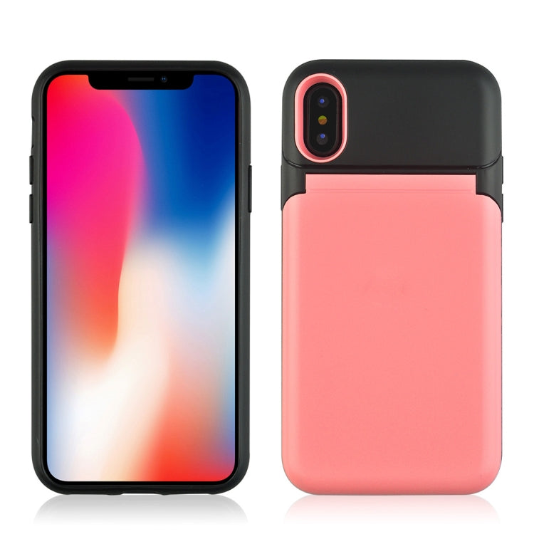 For iPhone X / XS Multi-functional TPU + PC Shockproof Back Case with Holder & Card Slot & Mirror