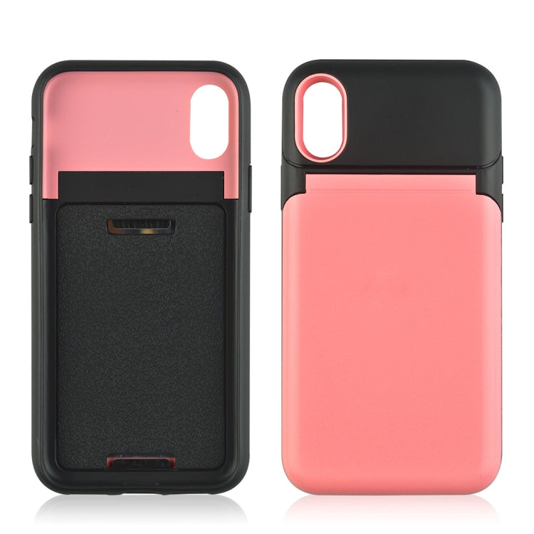 For iPhone X / XS Multi-functional TPU + PC Shockproof Back Case with Holder & Card Slot & Mirror