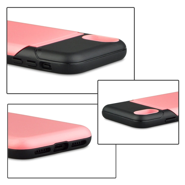 For iPhone X / XS Multi-functional TPU + PC Shockproof Back Case with Holder & Card Slot & Mirror