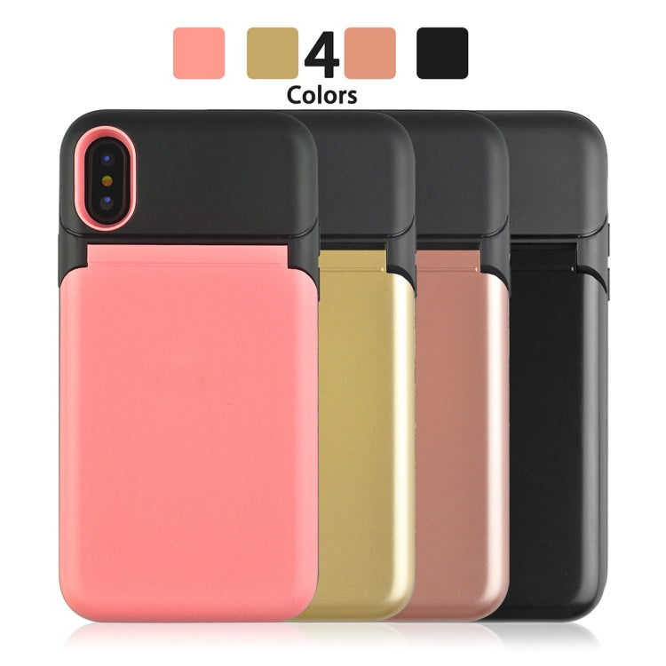 For iPhone X / XS Multi-functional TPU + PC Shockproof Back Case with Holder & Card Slot & Mirror