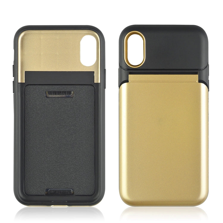 For iPhone X / XS Multi-functional TPU + PC Shockproof Back Case with Holder & Card Slot & Mirror