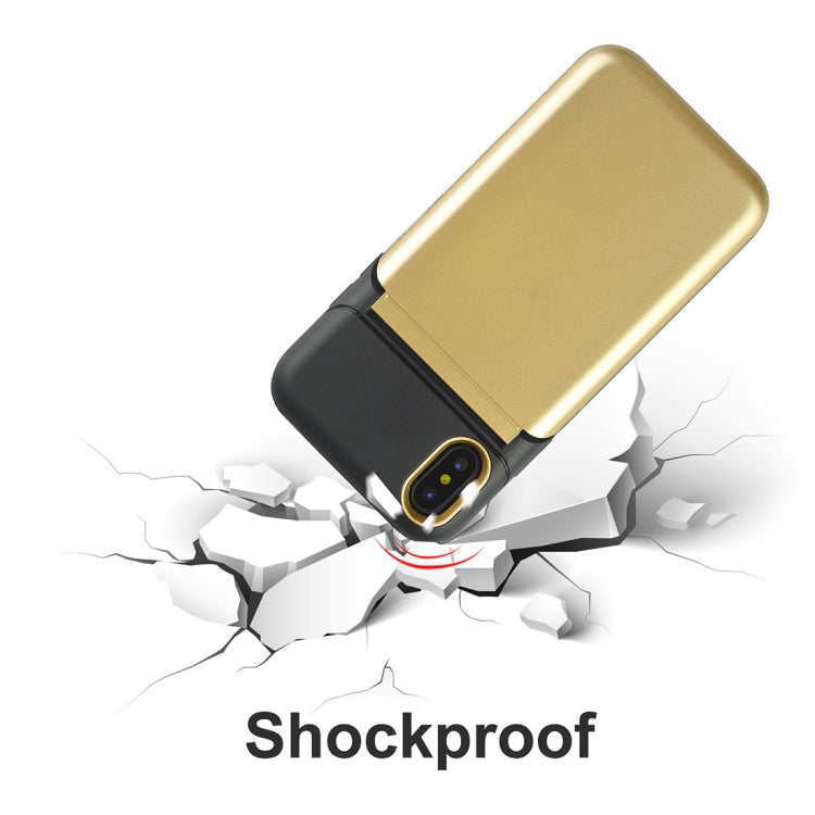 For iPhone X / XS Multi-functional TPU + PC Shockproof Back Case with Holder & Card Slot & Mirror