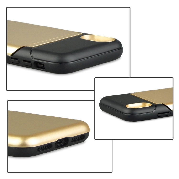 For iPhone X / XS Multi-functional TPU + PC Shockproof Back Case with Holder & Card Slot & Mirror