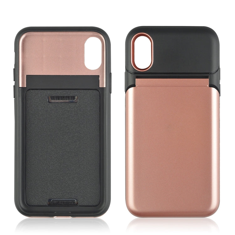 For iPhone X / XS Multi-functional TPU + PC Shockproof Back Case with Holder & Card Slot & Mirror
