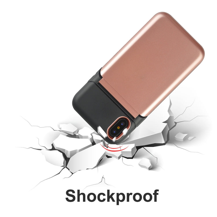 For iPhone X / XS Multi-functional TPU + PC Shockproof Back Case with Holder & Card Slot & Mirror