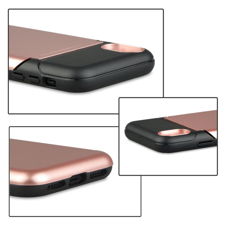 For iPhone X / XS Multi-functional TPU + PC Shockproof Back Case with Holder & Card Slot & Mirror