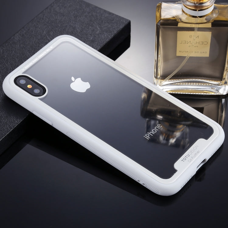 For iPhone X / XS TOTUDESIGN TPU + PC Dropproof Protective Back Cover Case(White)