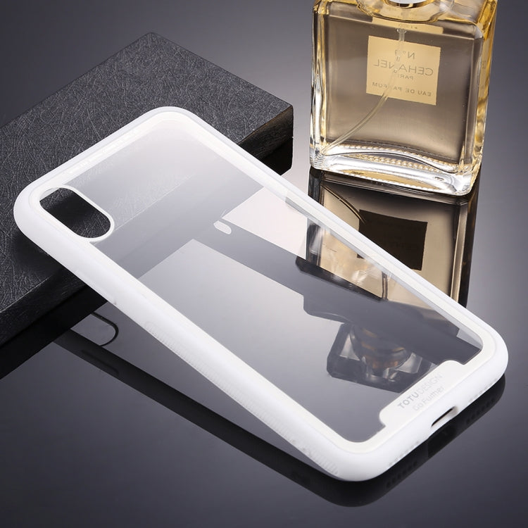 For iPhone X / XS TOTUDESIGN TPU + PC Dropproof Protective Back Cover Case(White)
