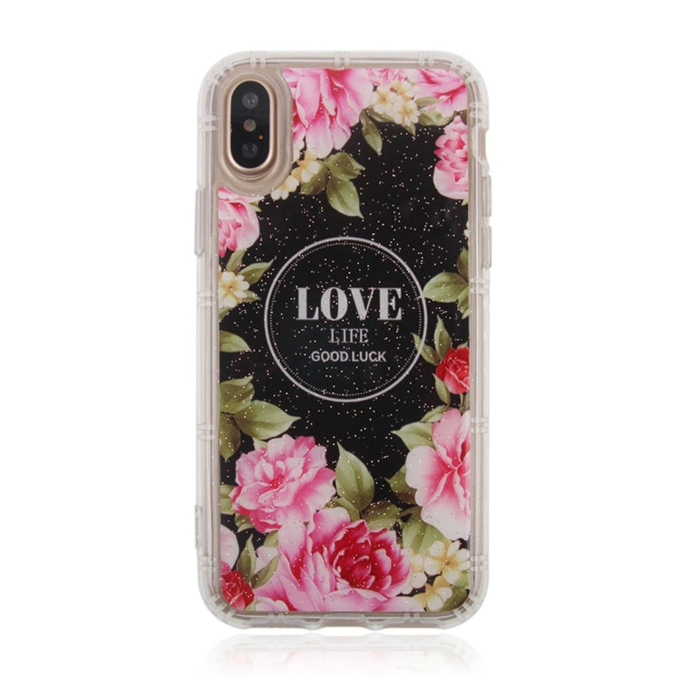 For iPhone X / XS Anti-Gravity Nano-suction Technology Sticky Selfie LOVE Flowers Pattern TPU Protective Case(Black)