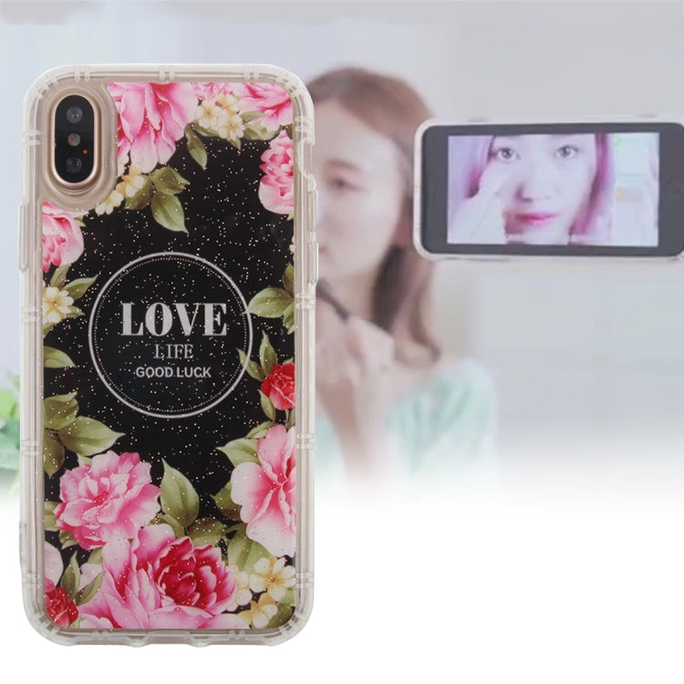 For iPhone X / XS Anti-Gravity Nano-suction Technology Sticky Selfie LOVE Flowers Pattern TPU Protective Case(Black)