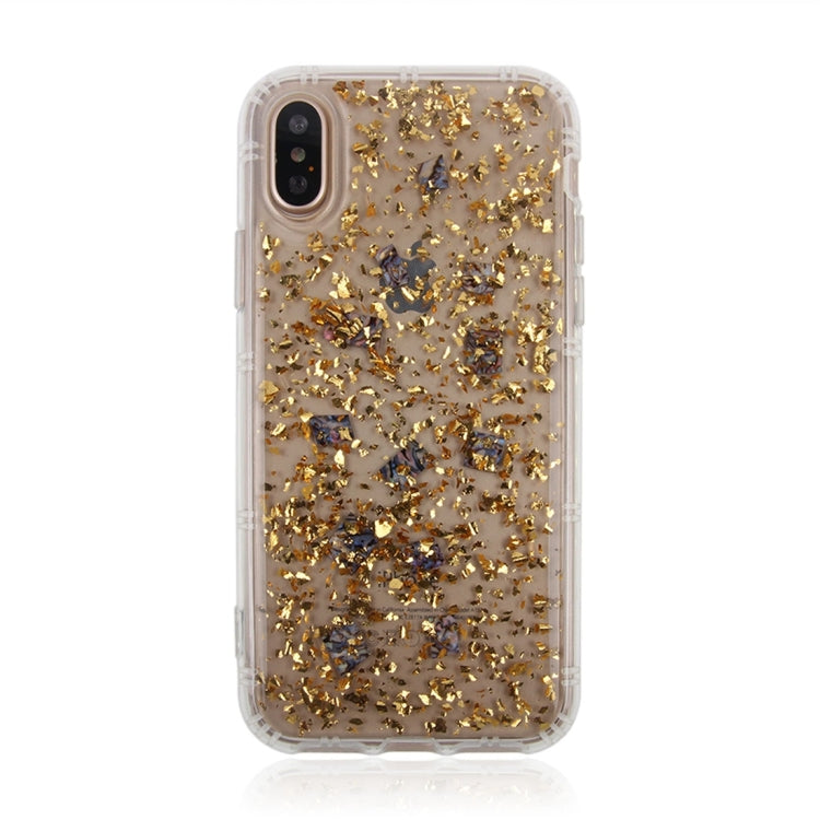 For iPhone X / XS Anti-Gravity Nano-suction Technology Sticky Selfie Glitter Sequins Pattern TPU Protective Case(Gold)