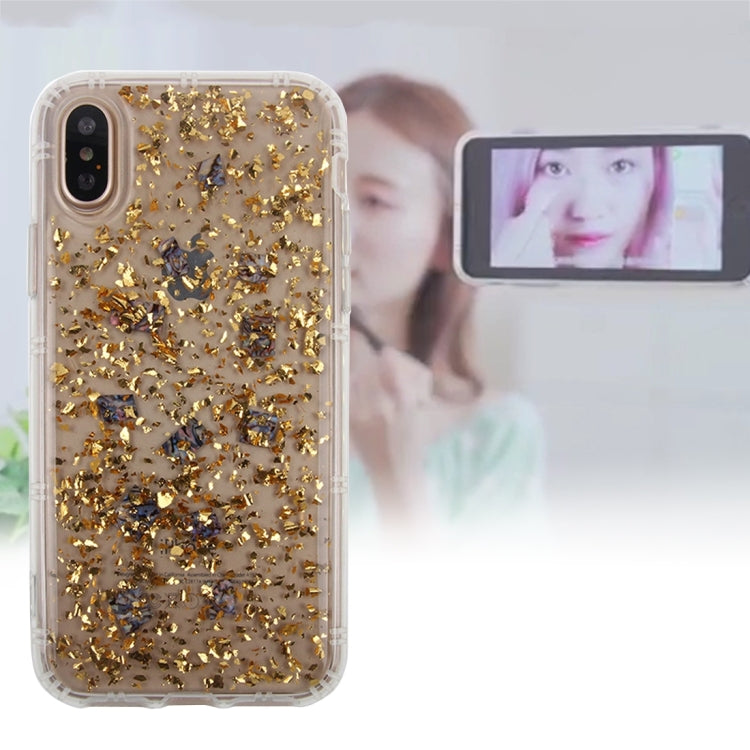 For iPhone X / XS Anti-Gravity Nano-suction Technology Sticky Selfie Glitter Sequins Pattern TPU Protective Case(Gold)