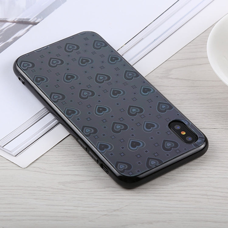 For iPhone X / XS Fashion Heart Pattern Anti-scratch Gradient Color Glass Protection Case