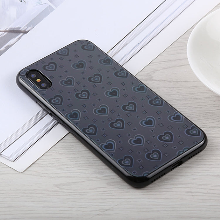 For iPhone X / XS Fashion Heart Pattern Anti-scratch Gradient Color Glass Protection Case