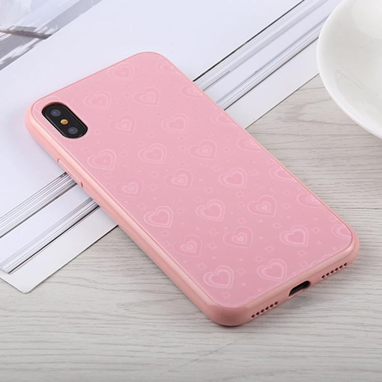 For iPhone X / XS Fashion Heart Pattern Anti-scratch Gradient Color Glass Protection Case