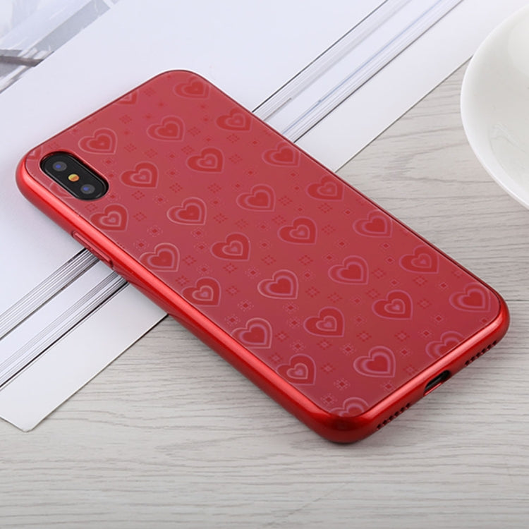 For iPhone X / XS Fashion Heart Pattern Anti-scratch Gradient Color Glass Protection Case