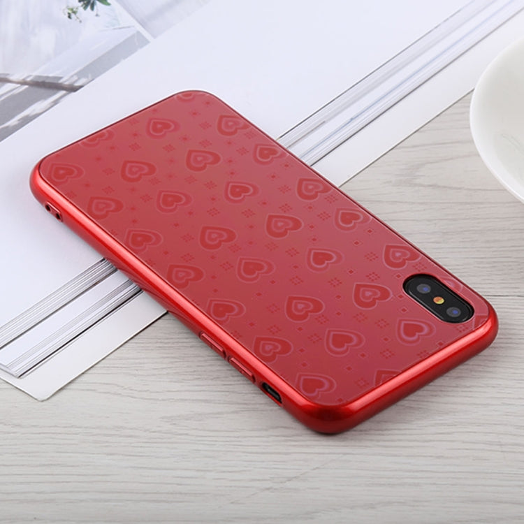 For iPhone X / XS Fashion Heart Pattern Anti-scratch Gradient Color Glass Protection Case