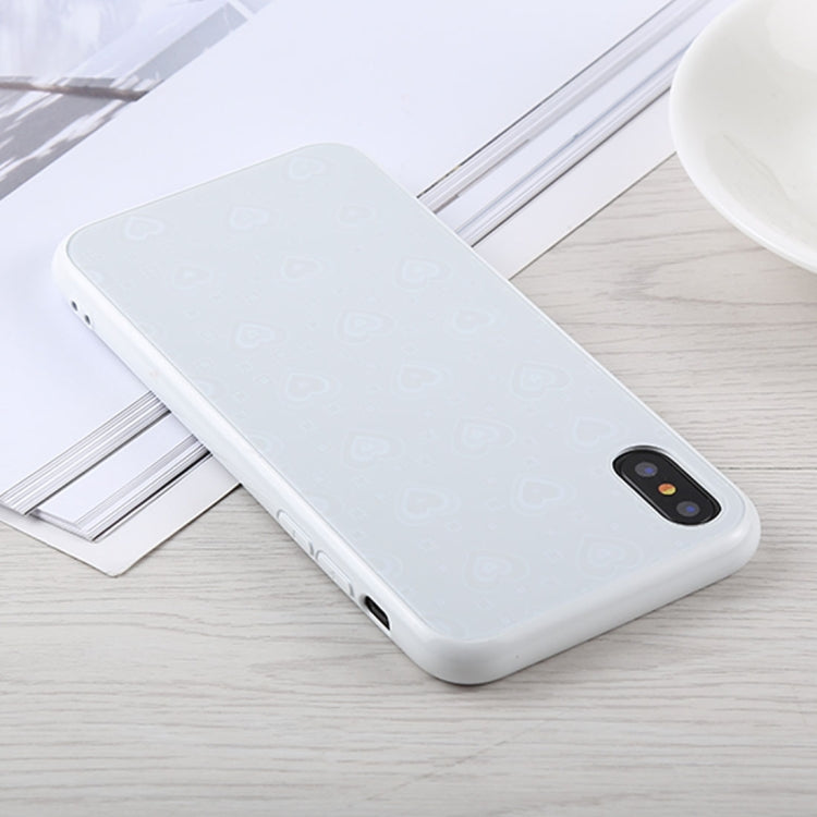 For iPhone X / XS Fashion Heart Pattern Anti-scratch Gradient Color Glass Protection Case