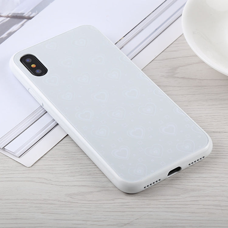 For iPhone X / XS Fashion Heart Pattern Anti-scratch Gradient Color Glass Protection Case