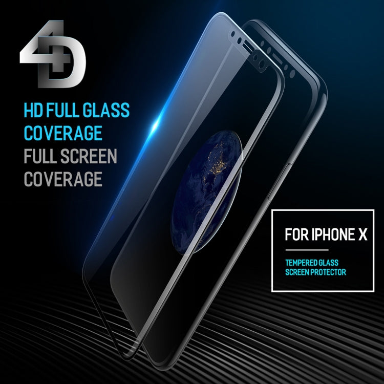 ROCK for iPhone X 9H Hardness 0.26mm 4D Curved Edge Tempered Glass Screen Protector