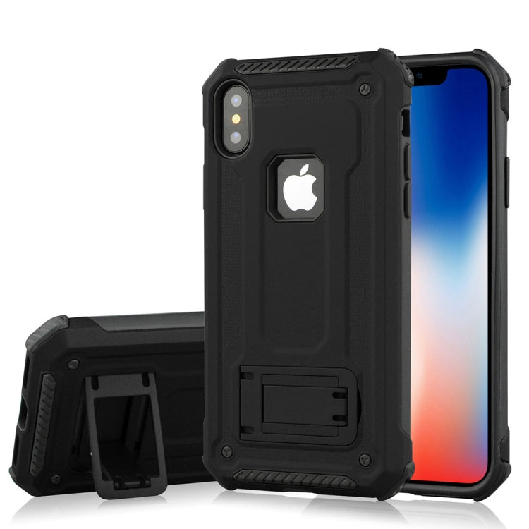 For iPhone X / XS Ultra-thin Shockproof TPU + PC Protective Back Case with Holder