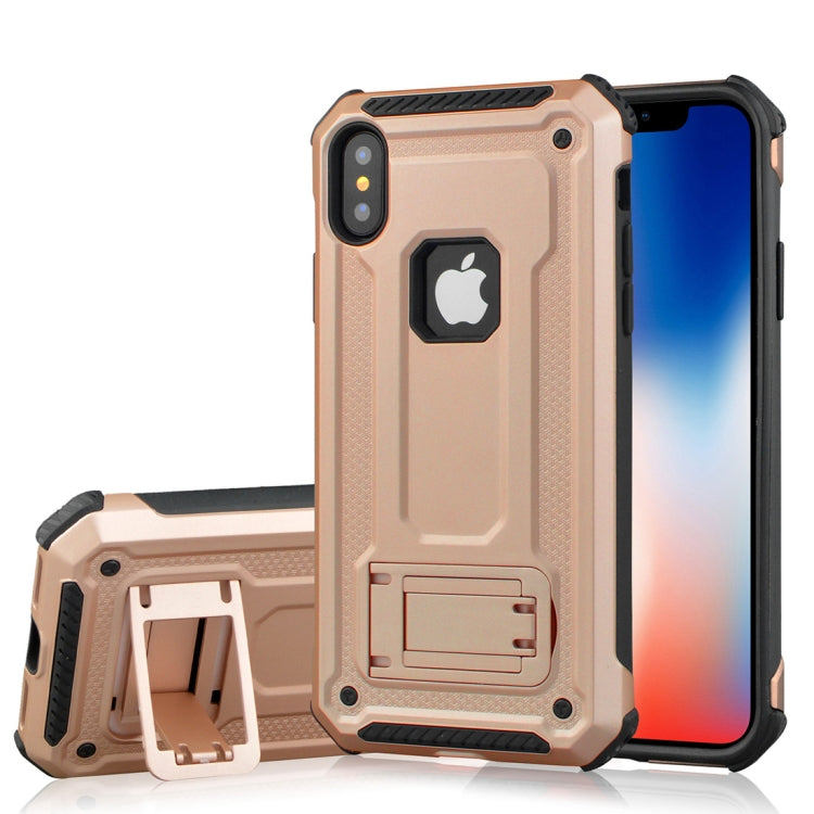 For iPhone X / XS Ultra-thin Shockproof TPU + PC Protective Back Case with Holder