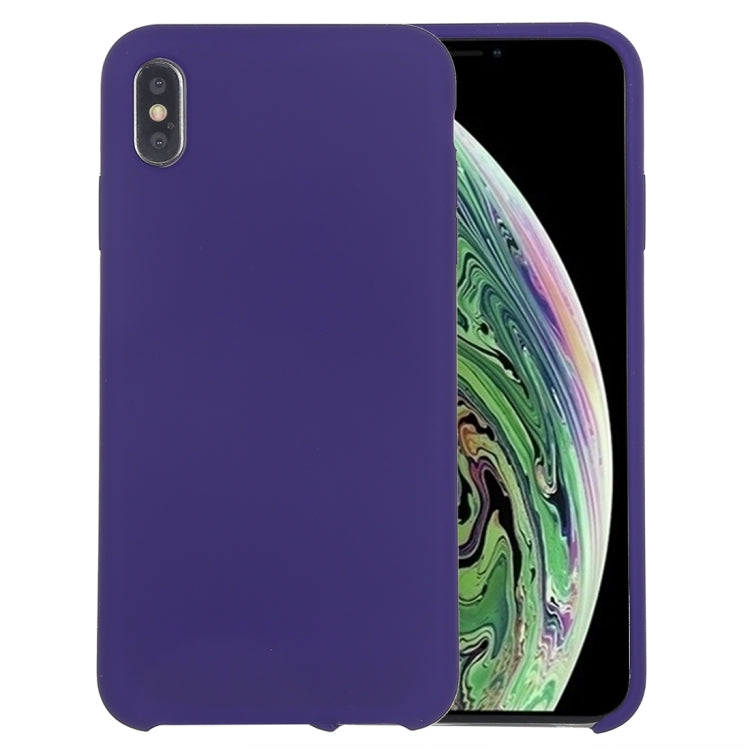 For iPhone X / XS Pure Color Liquid Silicone + PC Dropproof Protective Back Cover Case