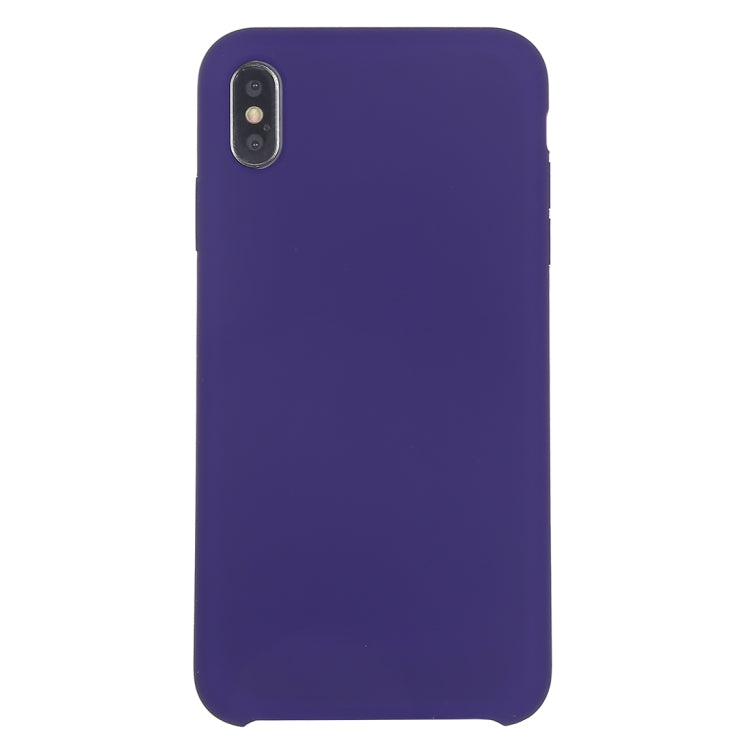 For iPhone X / XS Pure Color Liquid Silicone + PC Dropproof Protective Back Cover Case