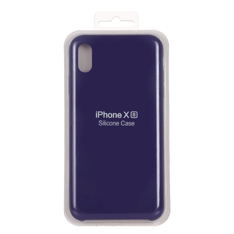 For iPhone X / XS Pure Color Liquid Silicone + PC Dropproof Protective Back Cover Case