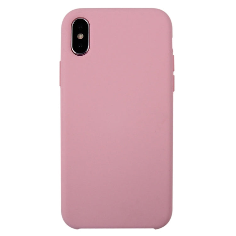 For iPhone X / XS Pure Color Liquid Silicone + PC Dropproof Protective Back Cover Case