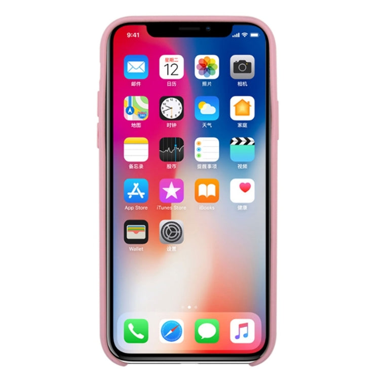 For iPhone X / XS Pure Color Liquid Silicone + PC Dropproof Protective Back Cover Case