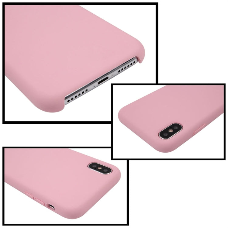 For iPhone X / XS Pure Color Liquid Silicone + PC Dropproof Protective Back Cover Case